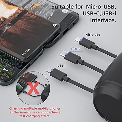[Australia - AusPower] - Multi Car Retractable Cord 3 in 1 Power Charging Station Car Charger USB with A Additional Magnetic Phone Holder 