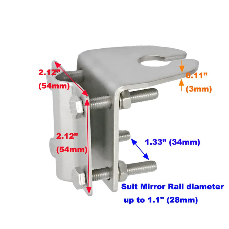 [Australia - AusPower] - UngSung Truck Antenna Mirror Mount Bracket Heavy Duty Stainless Steel Side Rail Mast Clamp Mount Accepted UHF-F, SO-239, 3/8" x 24 CB Stud, N-Female Connector for Amateur Ham, CB, TV, Mobile Antenna 