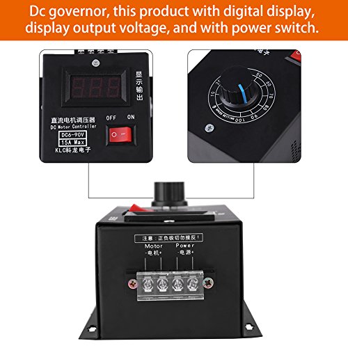 [Australia - AusPower] - Universal PWM DC 6V-90V 15A Wide Voltage Stepless Brushed Motor Speed Controller High Precision Variable PLC Voltage & Speed Regulator With Output Voltage LED Display 