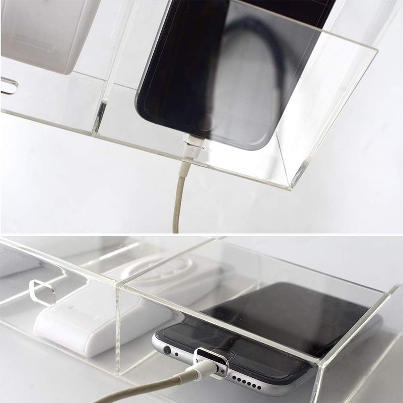 [Australia - AusPower] - VANCORE Clear Wall Mounted Charging Phone Holder Smart Phone Station TV Remote Control Holder Clear Wall Box for Phone Remote Control (3 Holes) 3 Holes 