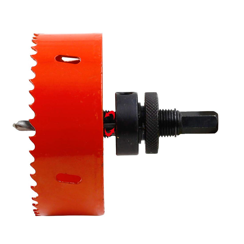 [Australia - AusPower] - Hordion 7/16" Hex Shank Hole Saw Arbor fits 1.4" to 15.7" Hole Saw, Quick Change Mandrel with 3Pcs 6mm Drill Bits Replacement 7/16" Hole Saw Arbor Red 