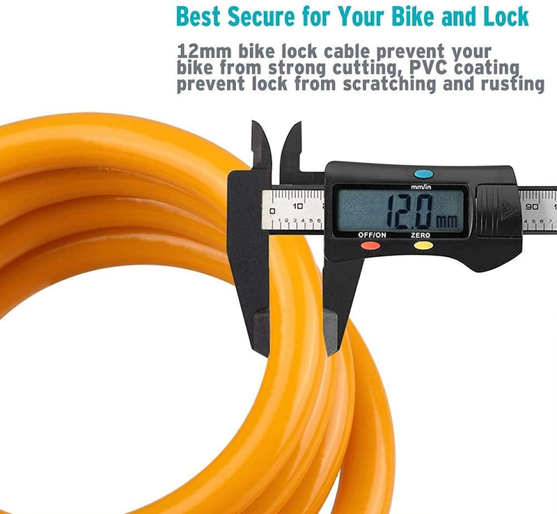 [Australia - AusPower] - Titanker Bike Lock, Bike Locks Cable 4 Feet Coiled Secure Resettable Combination Bike Cable Lock with Mounting Bracket, 1/2 Inch Diameter 