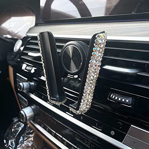 [Australia - AusPower] - FIRSAYTY Phone Holder for car with a Rhinestone Keychain Diamond Cell Phone car Mount Girly Bling Cute Accessories for Women Interior car Phone Stand pop Socket car Mount car Vent Phone Clip【2 pcs】 