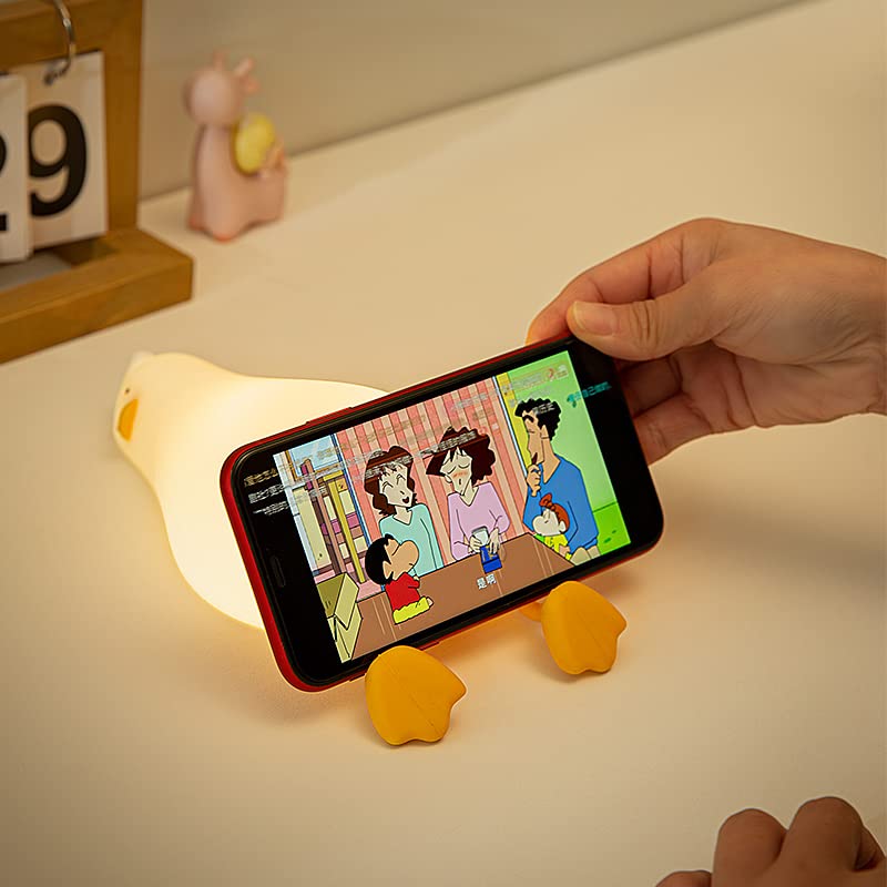 [Australia - AusPower] - ATCTBOGFS Cute Duck Lamp, Fun Lying Flat Duck Night Light,LED Squishy Animal Novelty Lamp,Light up Duck for Kids Great Gift,3 Level Dimmable Nursery Nightlight Rechargeable Touch Lamp (Duck Lamp) Yellow 