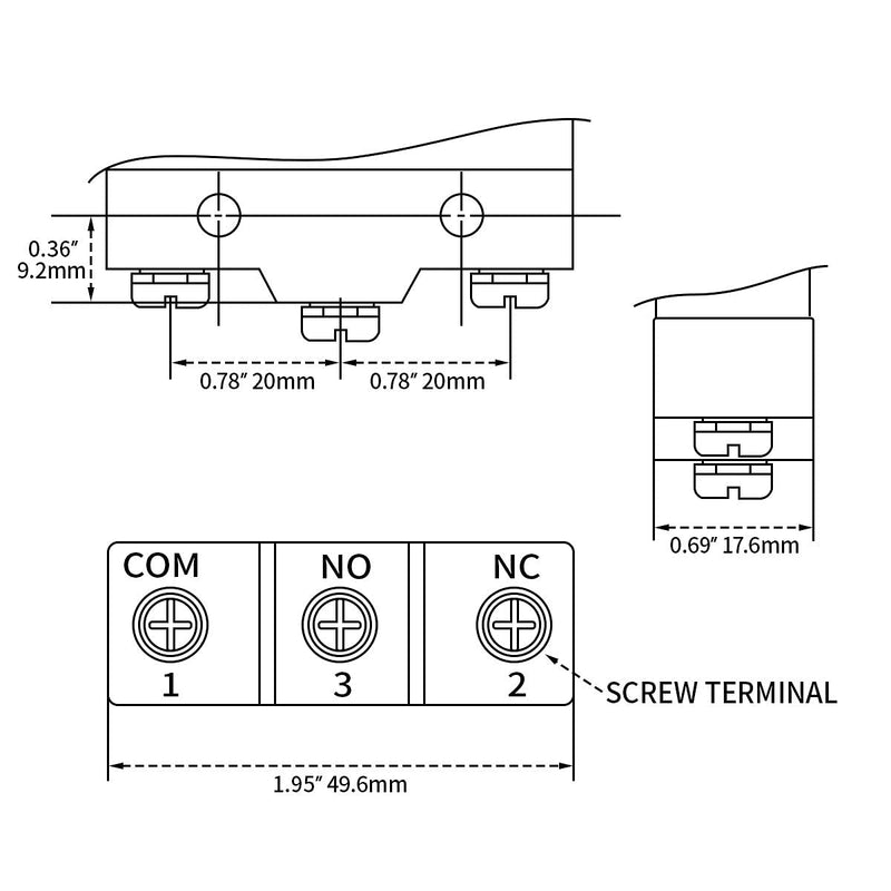 [Australia - AusPower] - Baomain Z-15GQ-B General Purpose Basic Switch, Panel Mount Plunger, Medium OP, Screw Terminal, 0.5mm Contact Gap, 15A Rated Current Pack of 2 