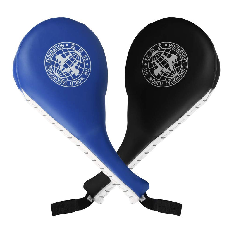 [Australia - AusPower] - Taekwondo Kick Pads 2PK, Karate Martial Arts Training Equipment Kicking Target Pad, Double Strike Boxing Pads for Kids Youth Adult Black&Blue 