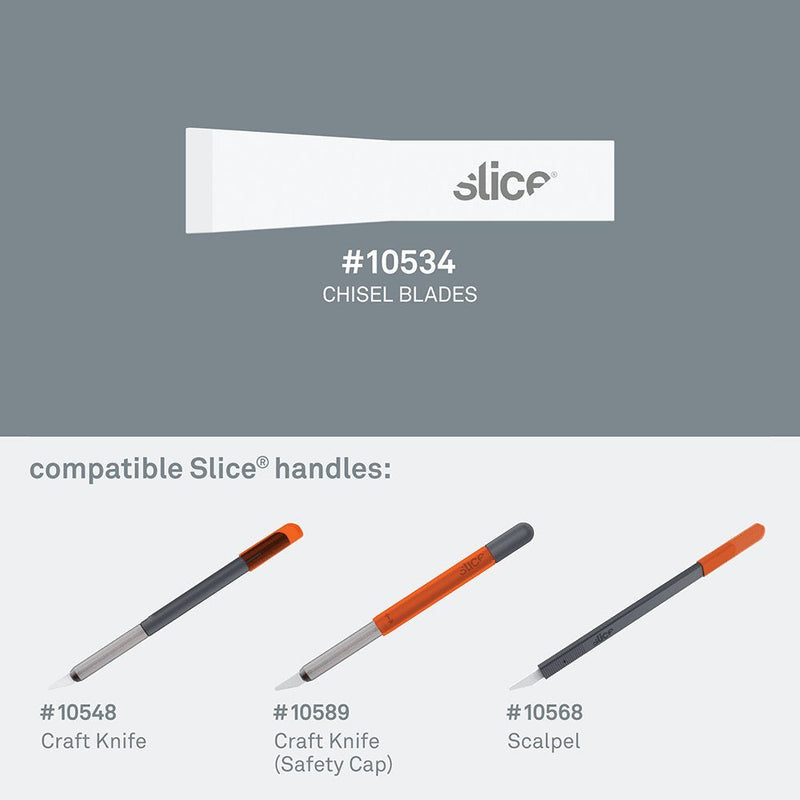 [Australia - AusPower] - Slice 10534 Chisel Blade, Finger-Friendly Edge, Safer Choice, Never Rusts, Lasts 11x Longer Than Metal, Precision Scraping, Scratchboard Art, Sculpting 4 Blades 