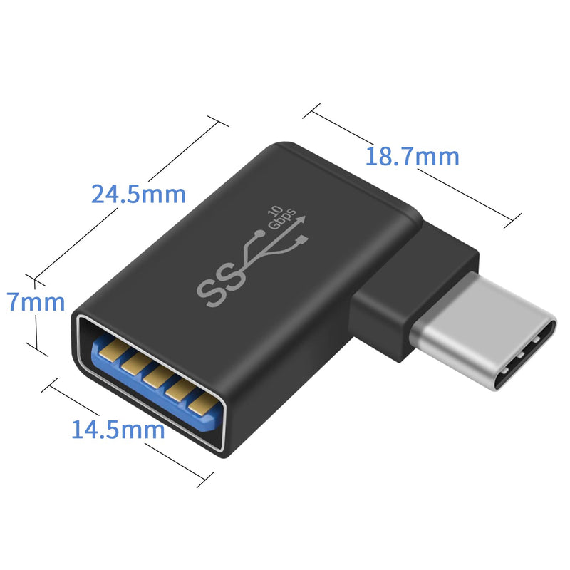[Australia - AusPower] - Poyiccot Right Angle USB C to USB Adapter, 10 Gbps (OTG) USB-C to USB 3.0 Adapter, 90 Degree USB-C Male to USB 3.0 Female Adapter, Type C Male Converter for Smartphone Flash Drives Keyboards, 3Pack 