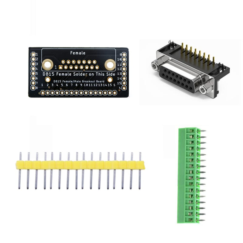 [Australia - AusPower] - Treedix DB15 Female Breakout Board DB15 Breakout Connector Serial to 15-Pin Port with Screw Terminal Block and Pin Header 