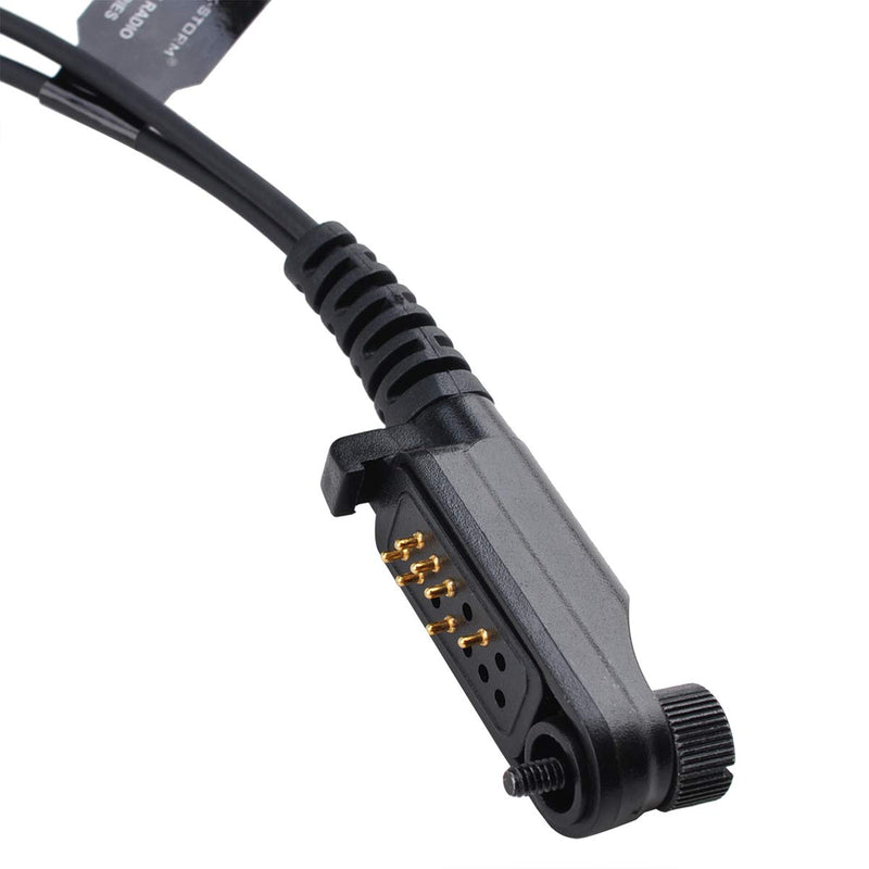 [Australia - AusPower] - KS K-STORM PD682 Acoustic Tube Earpiece Headset Compatible with Hytera Radio PD600 PD602 PD662 PD680 PD685 X1p X1e etc, PU Material, Black 