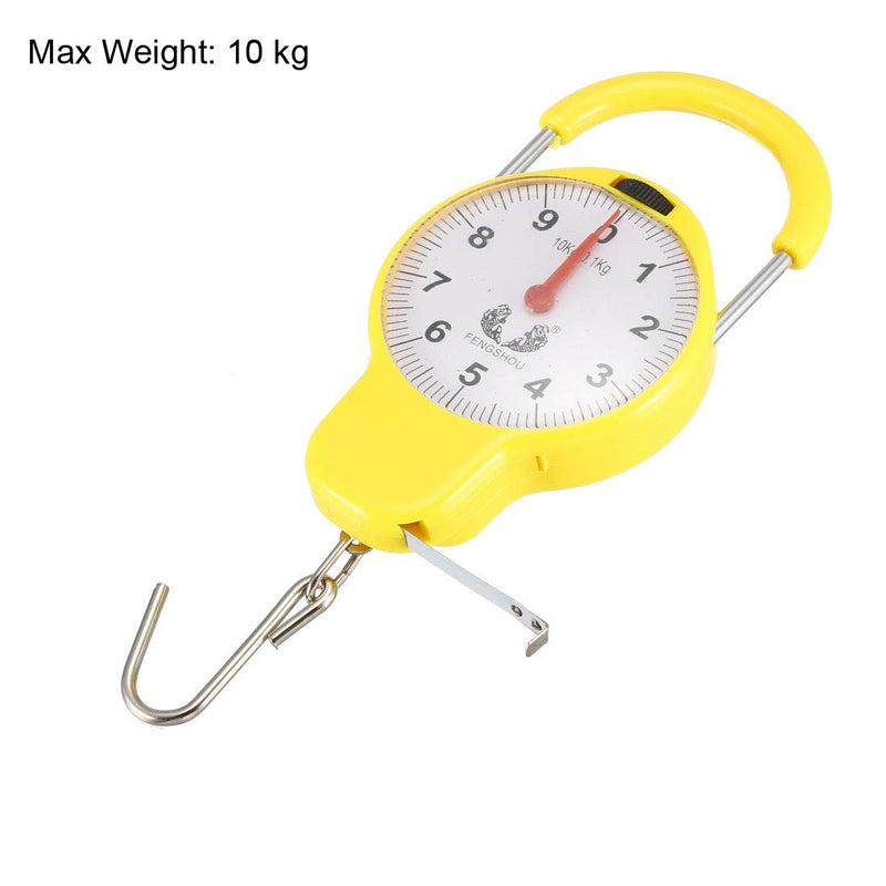 [Australia - AusPower] - uxcell Handle Spring Scale 10kg ABS Plastic Portable Handheld Hanging Balance Dial Weight Scale Random Color 
