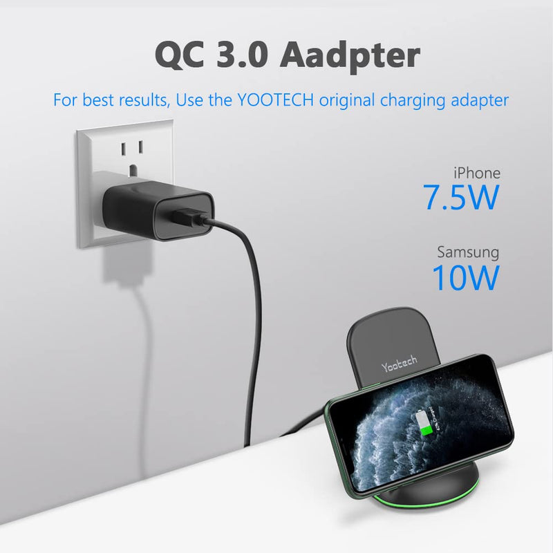 [Australia - AusPower] - Yootech Wireless Charger, 10W Max Qi-Certified Wireless Charging Stand with Quick Adapter,Compatible with iPhone 13/13 Pro/13 Mini/13 Pro Max/12/SE 2020/11 Pro Max, Galaxy S22/S22 Ultra/S21/S20/S10 