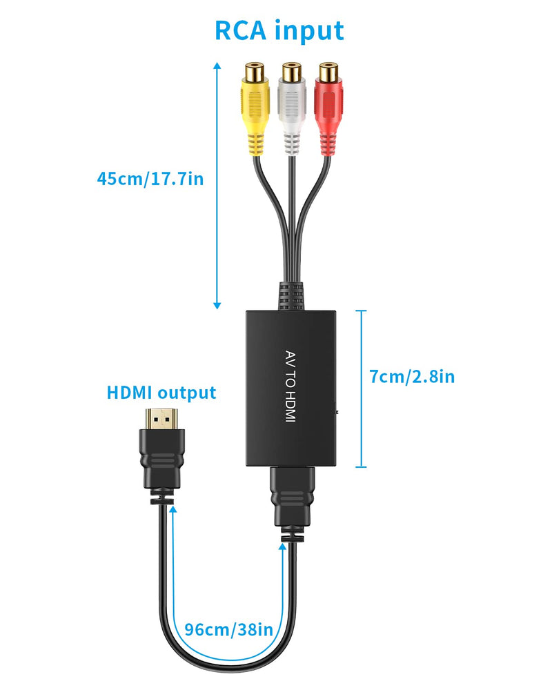 [Australia - AusPower] - Tengchi RCA to HDMI Converter, Composite to HDMI Adapter Support 1080P PAL/NTSC Compatible with PS one, PS2, PS3, STB, Xbox, VHS, VCR, Blue-Ray DVD Players 
