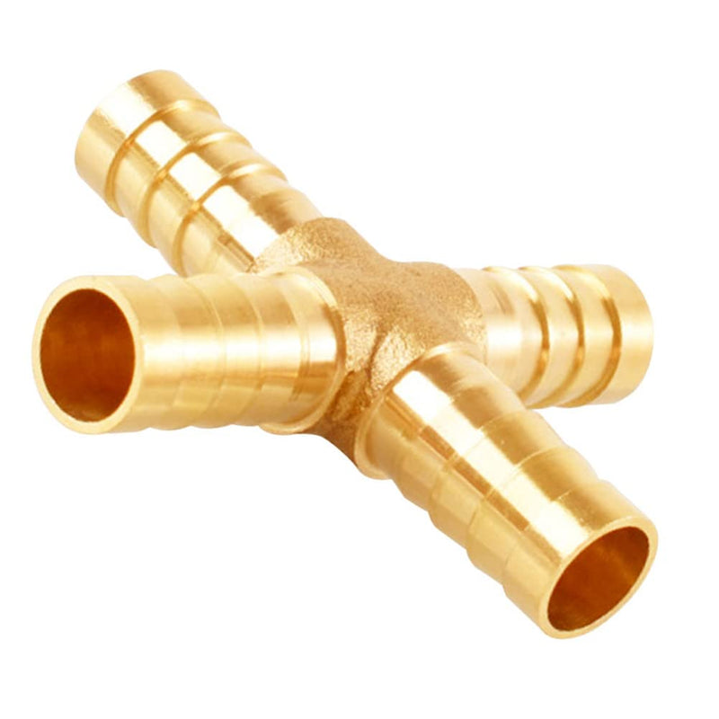 [Australia - AusPower] - Uenede 2PCS Solid Brass 十 Barb Fittings 5/16"OD 4-Way Union Intersection Hose Pipe Barb Fitting for Water/Oil/Gas 
