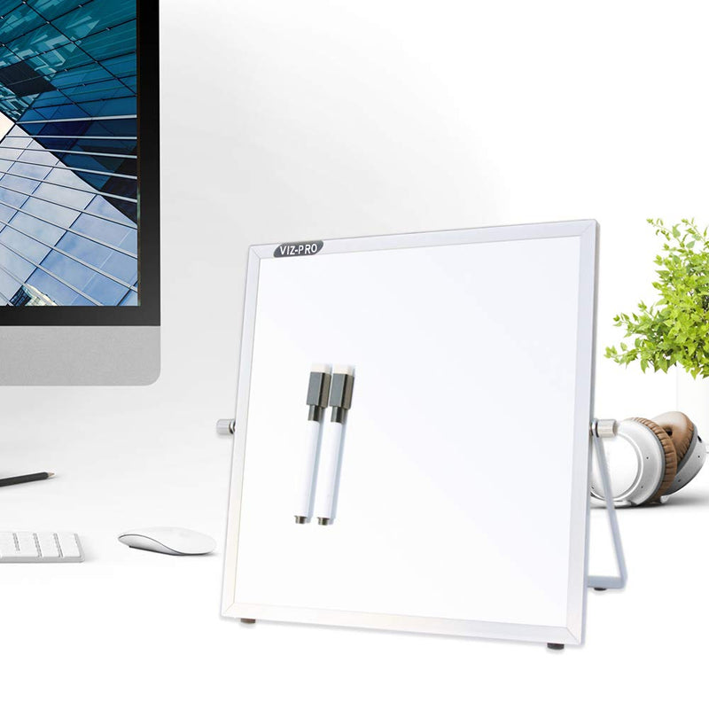 [Australia - AusPower] - VIZ-PRO Small Desktop Dry Erase Board/Portable Whiteboard Easel for Kids 10 x 10 Inches with 2 Markers 10" X 10" Magnetic 