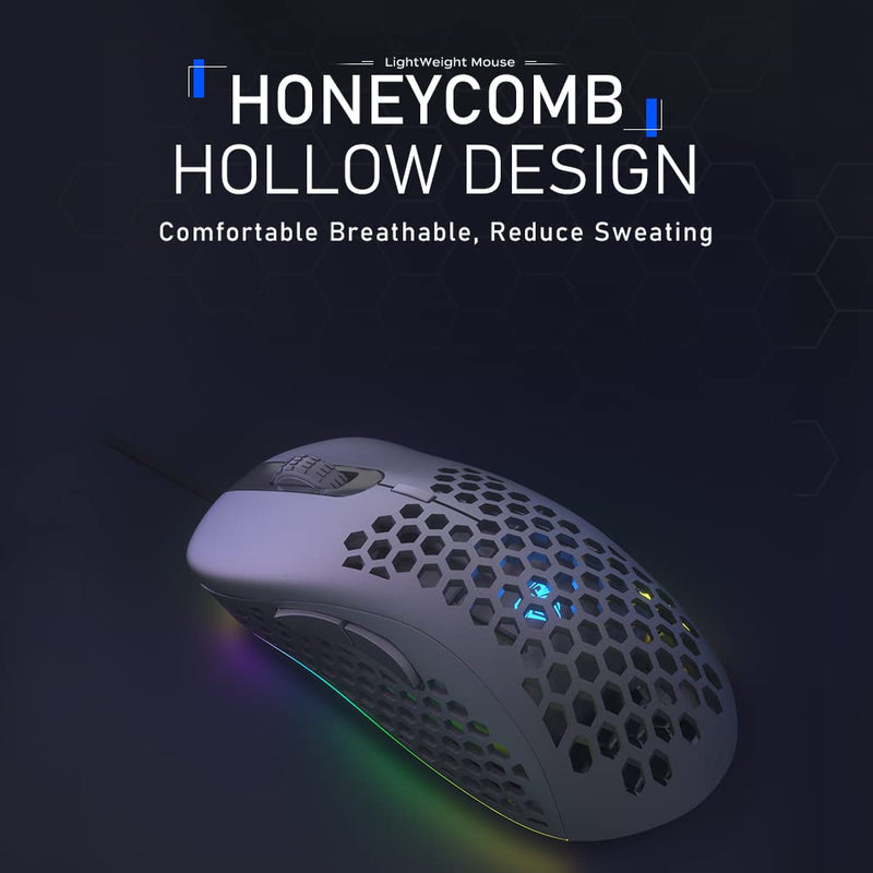 [Australia - AusPower] - AULA F810 Honeycomb Gaming Mouse, with RGB Backlit, 6400 Adjustable DPI, Lightweight Ergonomic Sensor High Precision USB Wired Computer Mouse for Windows PC Mac Laptop Gamer (Black) 