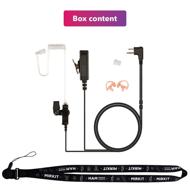 [Australia - AusPower] - MIRKIT Heavy Duty Walkie Talkie Earpiece with Mic Compatible with Motorola Radio M2pin CLS1110 CP110 CP200 RMU2040 Acoustic Tube Earpiece with Push to Talk Microphone & Lanyard Ham Radio Operator 