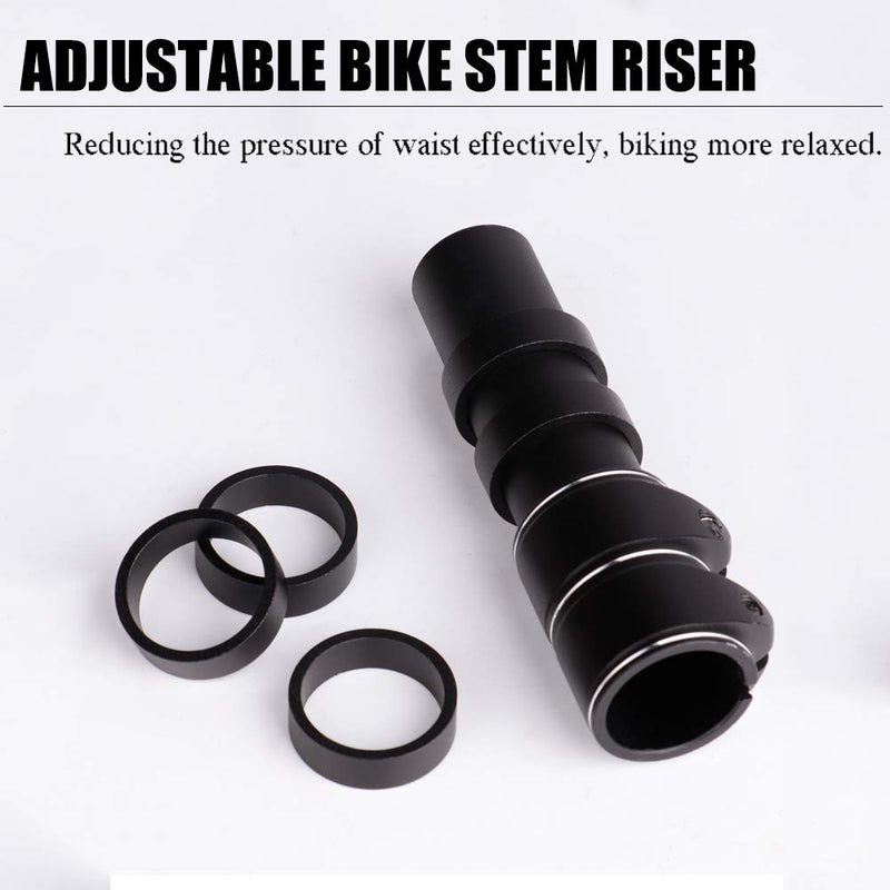 [Australia - AusPower] - ZUKKA Bike Fork Stem Extender,Bicycle Handlebar Stem Riser,Adjustable Bike Stem Riser,Aluminium Alloy Head Up adapter1-1/8 inches Bike Neck Extender black 