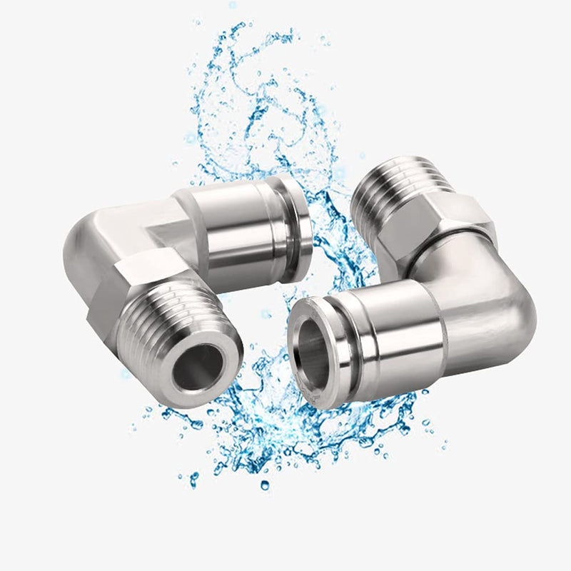 [Australia - AusPower] - Jienk 2Packs Pneumatic 304 Stainless Steel Male Elbow 1/2" Tube OD x 1/2" NPT Thread Push to Connect Air Fittings,90 Degree Quick Connector for Air Compressor Air Horn Air Bag 