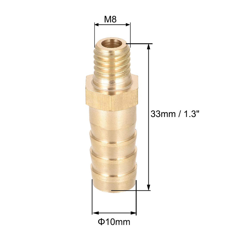 [Australia - AusPower] - uxcell Brass Fitting Connector Metric M8-1 Male to Barb Fit Hose ID 10mm 2pcs 