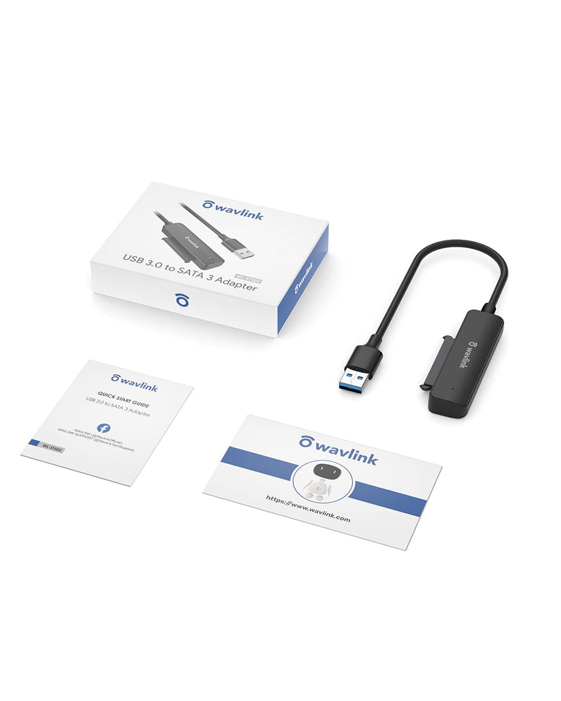 [Australia - AusPower] - WAVLINK USB 3.0 to SATA Adapter for 2.5" SATA III SSD/HDD, Compact External Converter for Data Transfer, Support Trim, S.M.A.R.T, UASP, Auto-Sleep Mode, Hard Drive Capacity Supported up to 5 TB/Black USB3.0 to SATA 