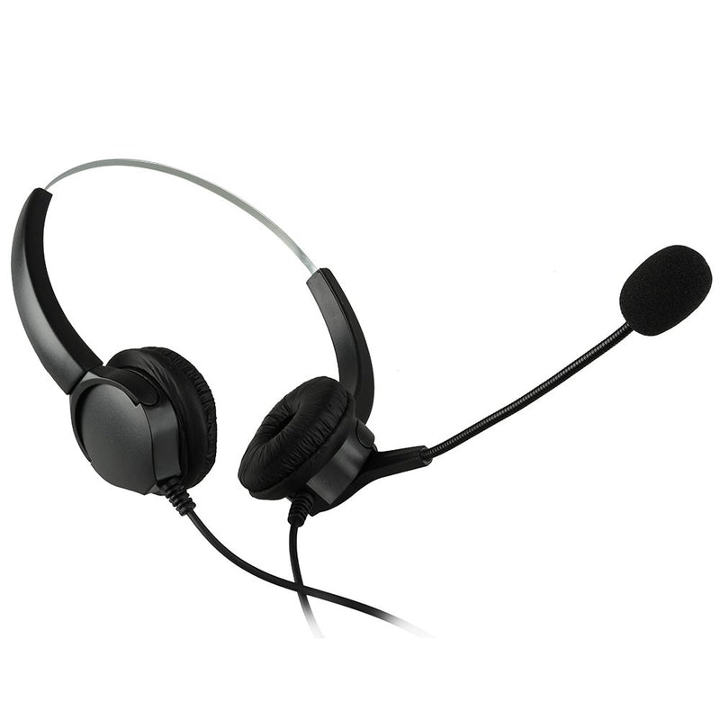 [Australia - AusPower] - AGPtEK® 2.5mm Dual Ear Call Center Telephone Headphone, 6FT Noise Cancelling Binaural Headset, with Boom-Style Mic for Most Cordless Phones 
