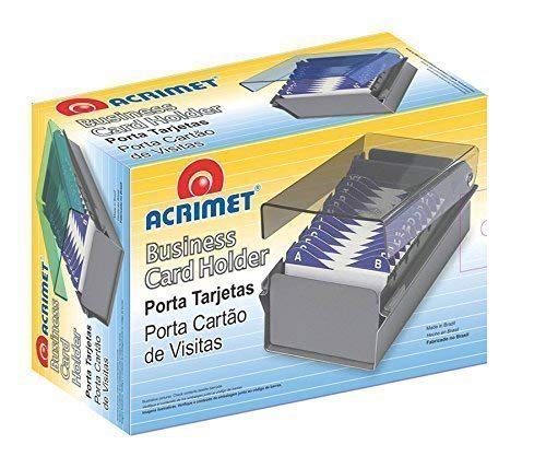 [Australia - AusPower] - Acrimet Index Business Card Size File Holder Organizer Metal Base Heavy Duty (AZ Index Cards and Divider Included) (Gray Color with Clear Crystal Plastic Lid Cover) 
