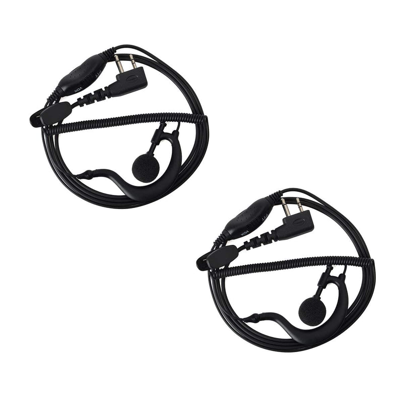 [Australia - AusPower] - HYS G Shape Headsets Earpiece with Inline Vox/Ptt Switch Compatible for Midland GMRS Two-Way Radio LXT Series LXT80 LXT100 GXT Series GXT200 GXT225 XT Series XT14 XT1 ICOM IC-V8 V80 V80E V82（2pack） 