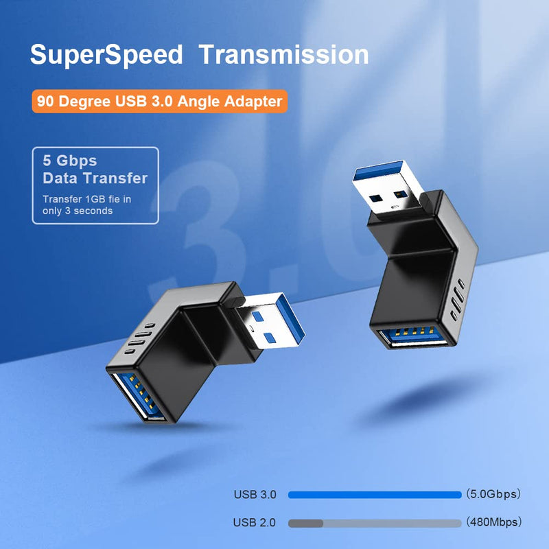 [Australia - AusPower] - USB 3.0 Adapter 90 Degree Male to Female Combo Vertical Up and Down Angle Coupler Connector by Oxsubor 