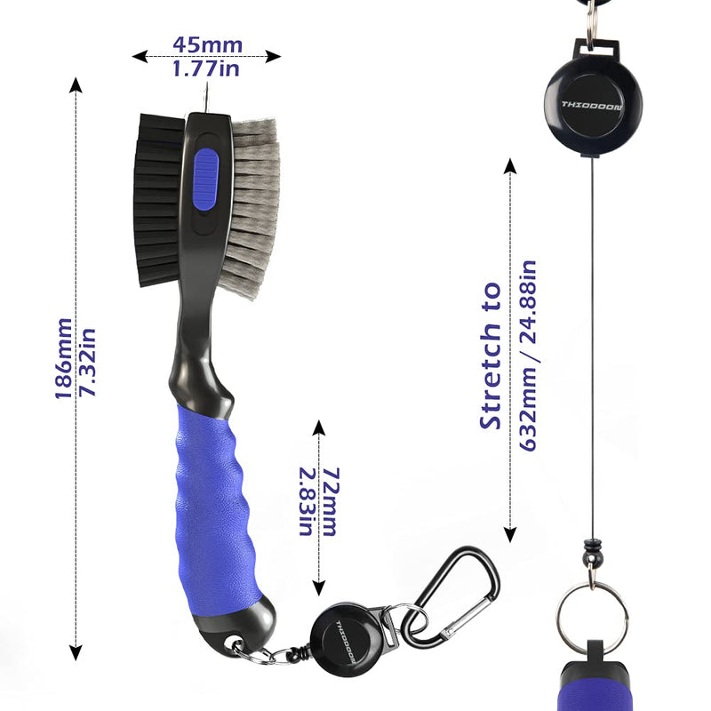[Australia - AusPower] - THIODOON 2 Pack Golf Club Brushes and Groove Cleaner Oversized Golf Brush Head and Retractable Spike Super Non-Slip Handle Comfortable Grip Golf Club Cleaner 