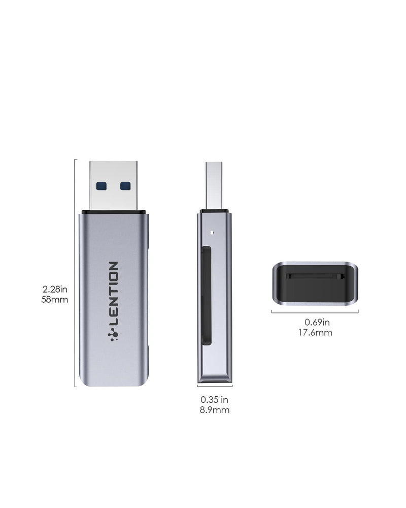[Australia - AusPower] - LENTION USB 3.0 Type A to SD/Micro SD Card Reader, SD 3.0 Card Adapter for SD/SDXC/SDHC, Micro SD/Micro SDXC/Micro SDHC Cards Compatible MacBook Pro/Air, Surface, Chromebook, More (CB-H7, Space Gray) 