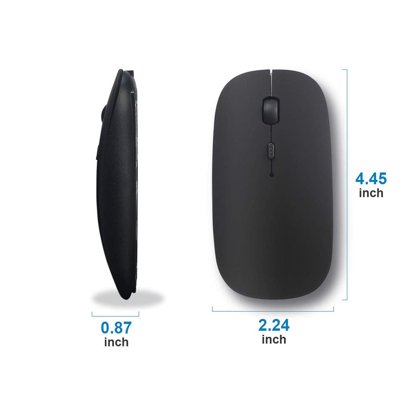 [Australia - AusPower] - Bluetooth Mouse for Mac/Laptop/iPad/iPhone/Android PC,Rechargable Quiet Slim Wireless Mice Compatible with OS/Windows/Linux/Tablet/MacBook Pro/MacBook Air,Black 