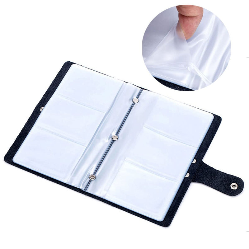 [Australia - AusPower] - Boshiho Leather Credit Card Holder Business ID Card Case Book Style 90 Count Name Card Holder Book (Blue) Blue 