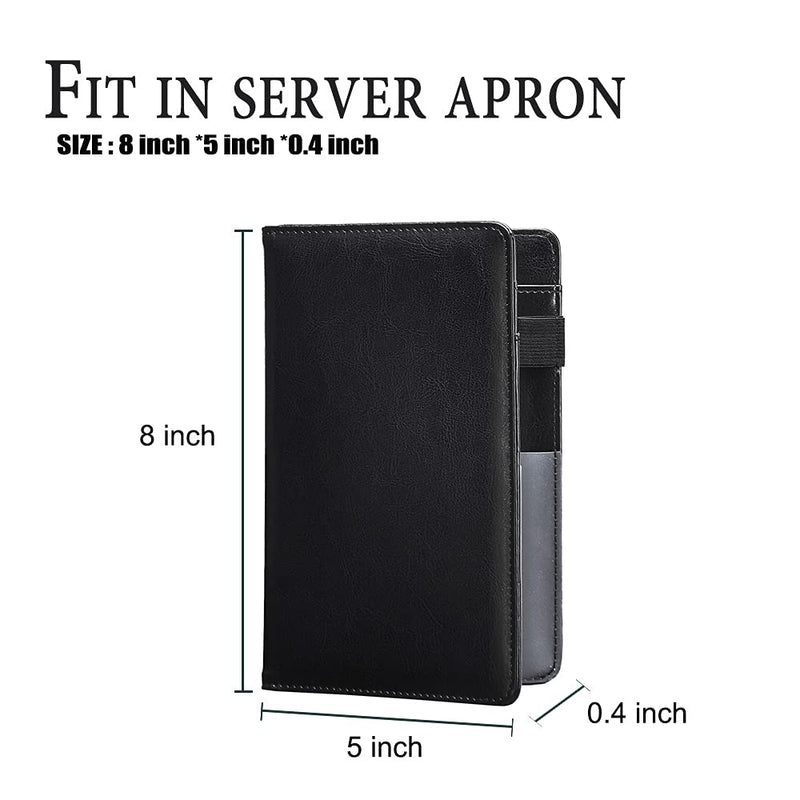 [Australia - AusPower] - Black Server Books For Waitress/Waiter Book with Zipper Money Pocket,Cute Waitress Books Organizer Accessories Fit Server Aprons Note Pads (Black) Black 