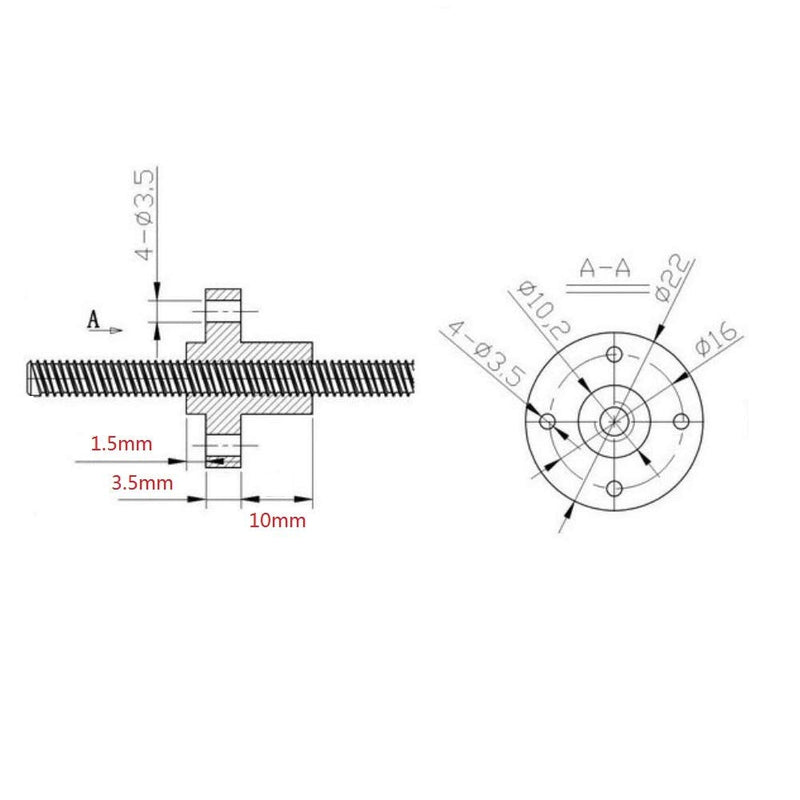 [Australia - AusPower] - Flylock 4-Pack T8 Lead Screw Brass Nut for Diameter 8mm (2mm Pitch, 4 Starts, 8mm Lead) T8 Lead Screw of 3D Printer Z Axis 