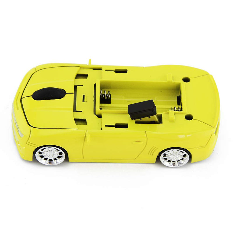 [Australia - AusPower] - Ai5G for CL Car Mouse Wireless Sport Car Shape Mouse Laptop Desktop Computer Mouse Optical Mice with 2.4GHz Nano USB LED Headlight (Yellow) Yellow 