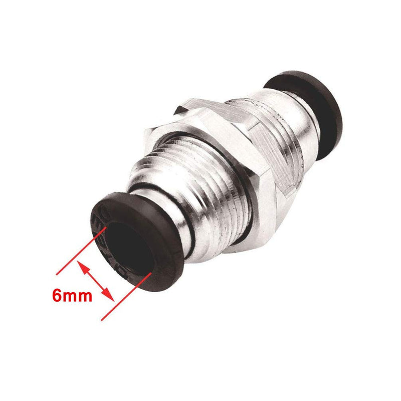 [Australia - AusPower] - Pneumatic PMM Tubing Bulkhead Union Bulkhead Union Push Pneumatic Bulkhead Fittings 6mm Tube OD X 6mm Tube OD Push to Connect Air Fitting (10 Pack) 