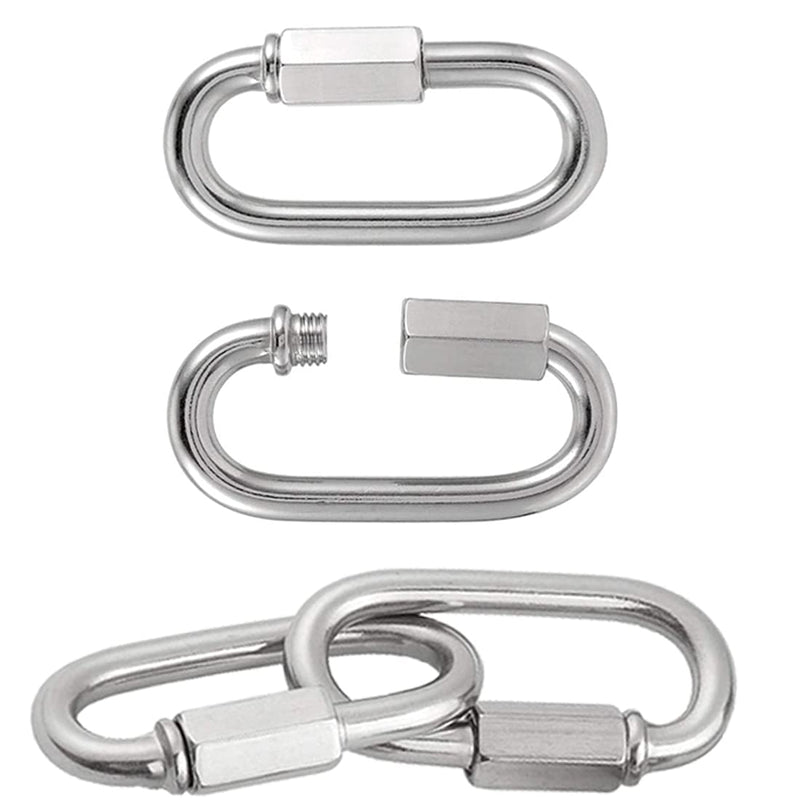 [Australia - AusPower] - 10 Pack Quick Link 304 Stainless Steel Chain Connector Heavy Duty D Shape Locking Carabiner Repair Links Pets Keychain for Hammock, Camping and Outdoor Traveling Equipment (M3.5 1/8 inch) 