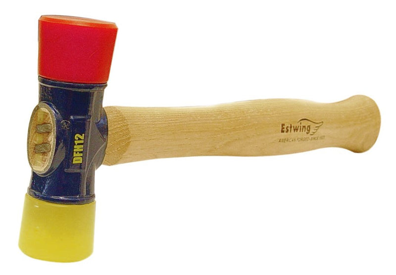 [Australia - AusPower] - Estwing - DFH-12 Rubber Mallet - 12 oz Double-Face Hammer with Soft/Hard Tips & Hickory Wood Handle - DFH12,Black Red & Yellow 