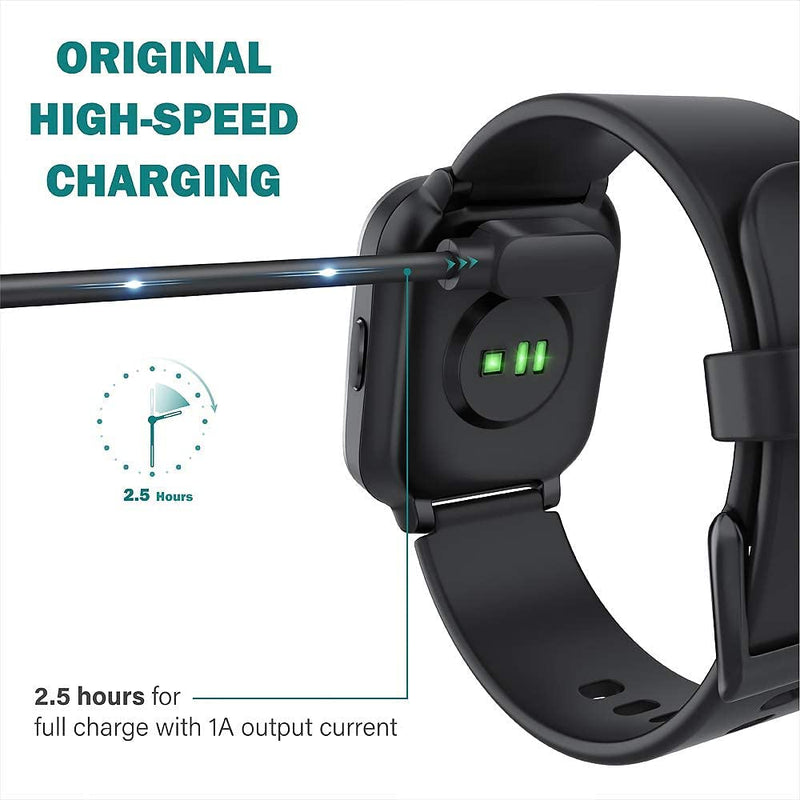 [Australia - AusPower] - Compatible with TOOBUR Smart Watch Charger, Lamshaw Magnetic Replacement Charger Compatible with TOOBUR, TEMINICE, VRPEFIT, Konitee, Gydom, IDW13, Faweio IDW13 1.8" Smart Watch (Black) Black 