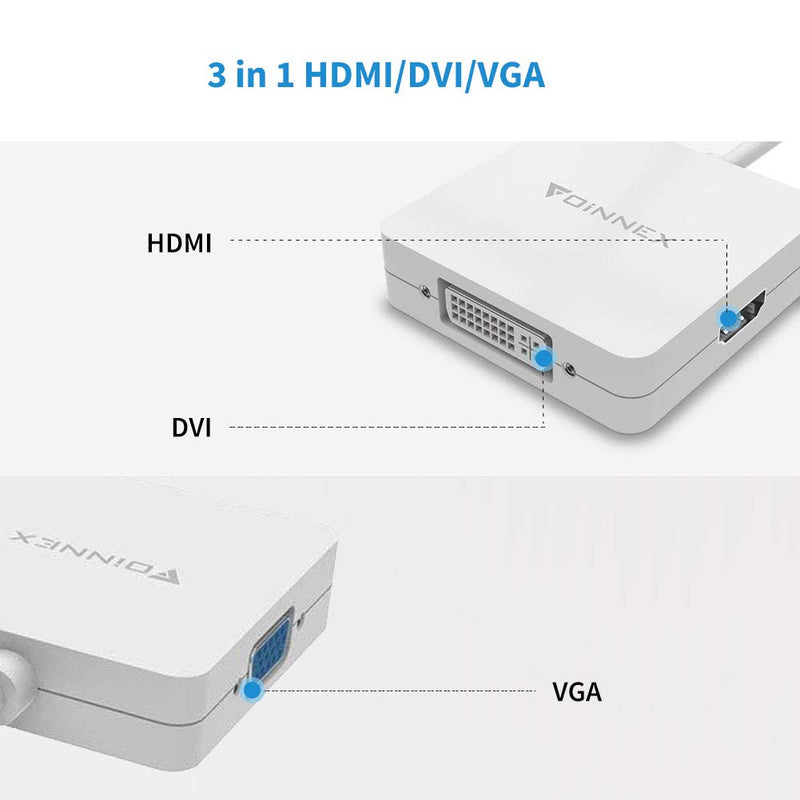 [Australia - AusPower] - Mini DisplayPort to HDMI DVI VGA Adapter,Microsoft Surface Pro 6 5 4 3 Video Display Converter,Thunderbolt to HDMI VGA DVI Adaptor for Mini DP Mac,MacBook Pro,Air,MS Surface Book to Projector,Monitor 