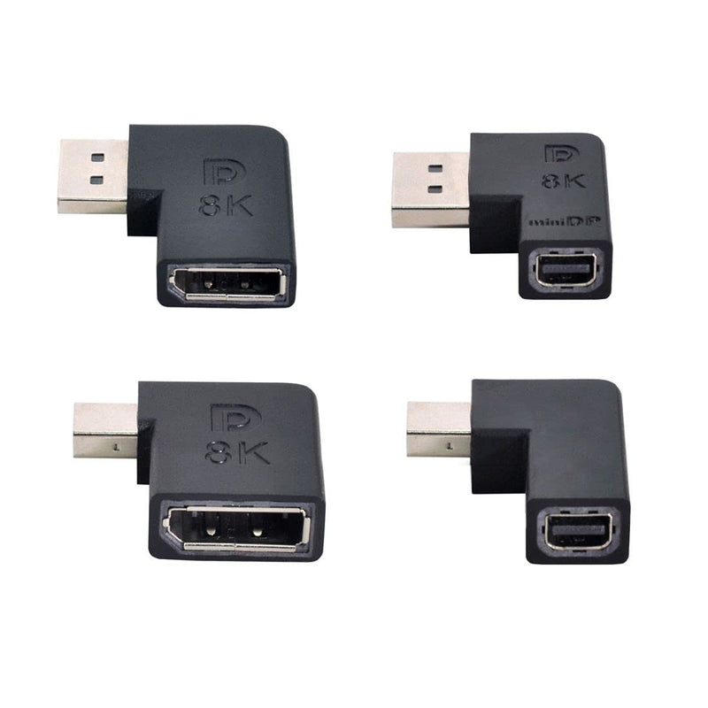 [Australia - AusPower] - ChenYang CY Mini DP DisplayPort 1.4 8K 60hz to DP DisplayPort Adapter Male to Female 90 Degree Left Angled Ultra-HD UHD for Video PC Laptop 4pcs/Set Black Angled 