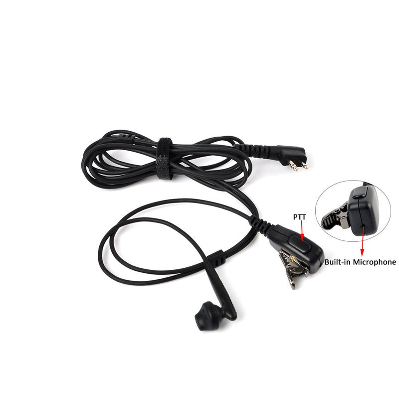 [Australia - AusPower] - HYS Surveillance Headset Earpiece PTT Mic with Extra Acoustic Tube Earpiece for Motorola 2-Pin Radio CP200 GP2000 CLS1410 CLS1450 CLS1100 (1 Pack) 