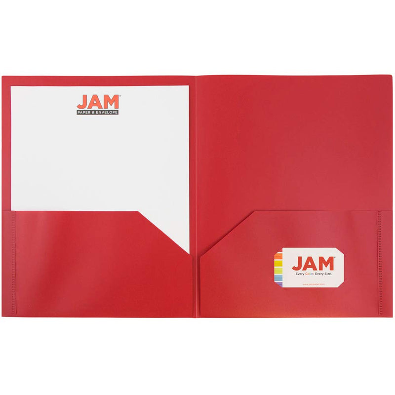 [Australia - AusPower] - JAM PAPER Plastic 2 Pocket POP Folders - Durable School Folders - Red - 6/Pack 