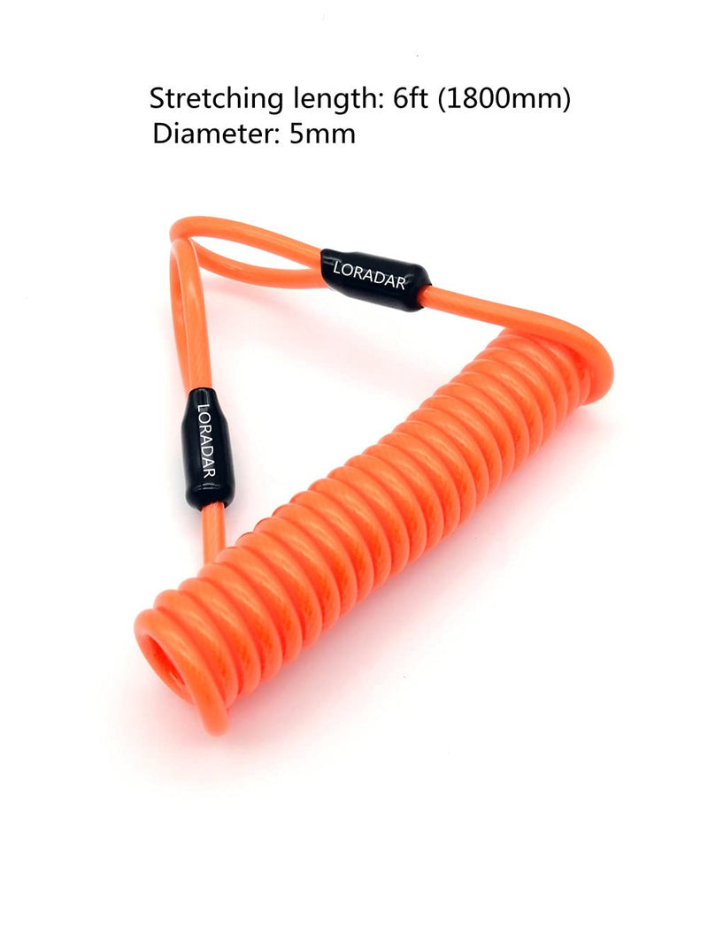[Australia - AusPower] - LORADAR 6 Feet Double-Ring Safety Cable for Lock, Motorcycle Bicycle Scooter Lock Safety Reminder Cable , Suitable for Scooter Motorcycle Brake disc, Portable Anti-Theft Cable(Orange) 