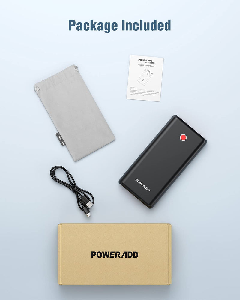 [Australia - AusPower] - Pilot X7 Portable Charger,20000mAh 18W PD QC3.0 Fast Charging Power Bank,USB C Input/Output Battery Pack with LED Flashlight for iPhone,Samsung and More - Black+Red A-Black+Red 