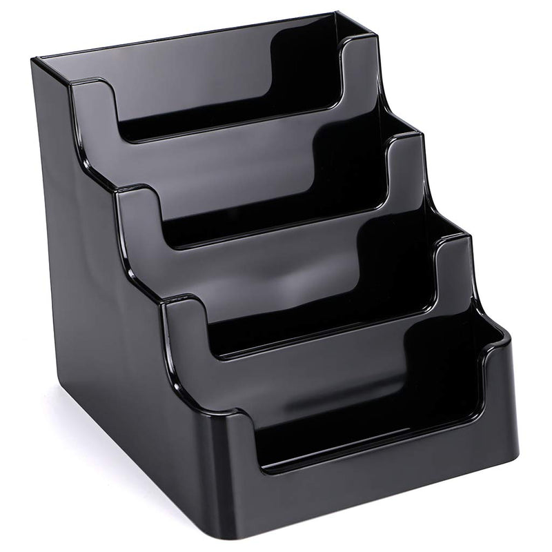 [Australia - AusPower] - Hipiwe 2 Packs 4-Tier Acrylic Business Card Holder Stand Clear Desktop Index Card Filing Card Holder Diaplay Black 