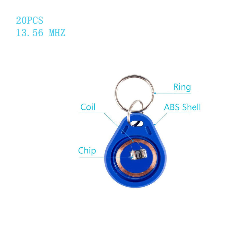 [Australia - AusPower] - YIQing 20pcs x Smart RFID FM1108 1K keychains 13.56MHz Access Control for Arduino 