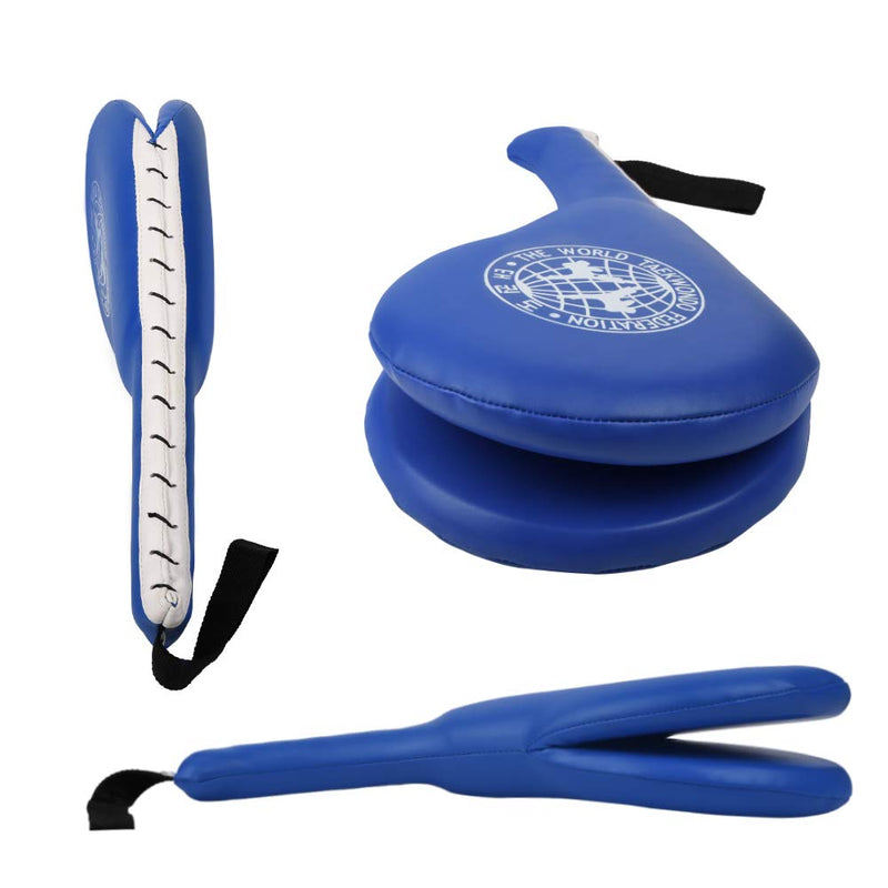 [Australia - AusPower] - Taekwondo Kick Pads 2PK, Karate Martial Arts Training Equipment Kicking Target Pad, Double Strike Boxing Pads for Kids Youth Adult Black&Blue 