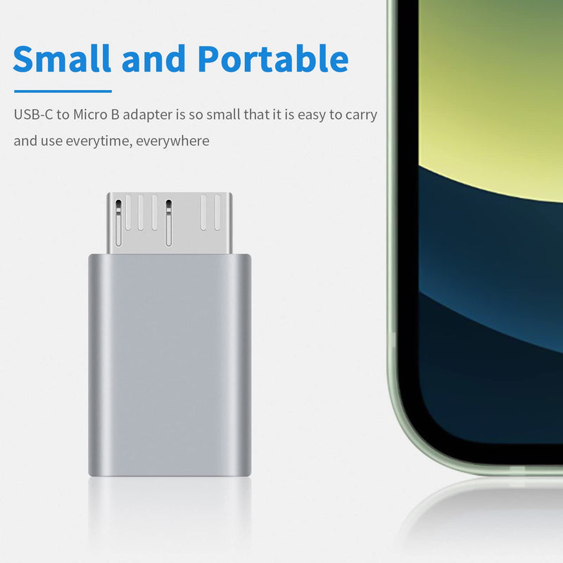 [Australia - AusPower] - Poyiccot USB C to Micro B Adapter, Type C to Micro B Cable Adapter, 2Pack Micro B to USB C 3.1 Adapter for Hard Drive Cable, USB C Hard Drive Cable Adapter for USB 3.0 External Portable SSD HDD 